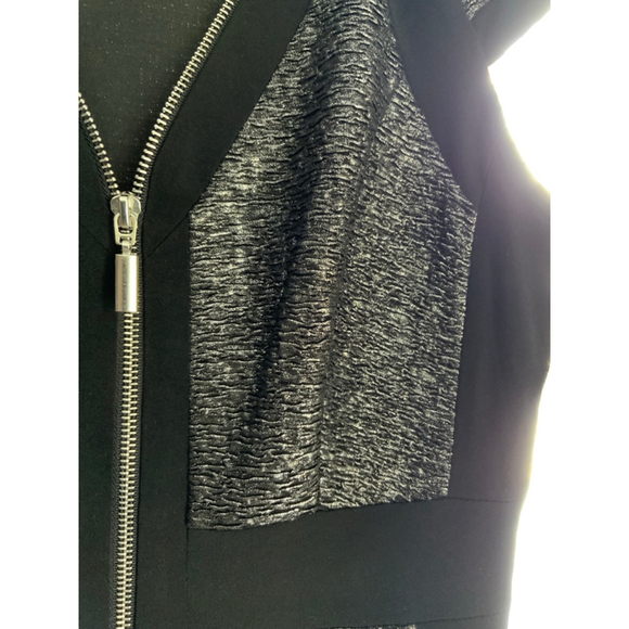 Jax Metallic Silver Zip Front Sheath Dress Size 2 - Picture 3 of 7